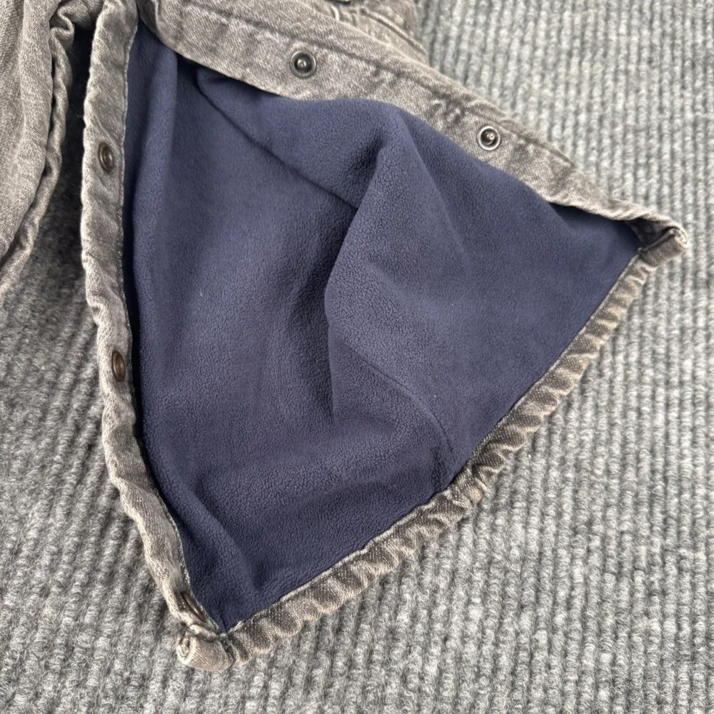 OshKosh Bgosh Toddler 18M Fleece Lined Grey Denim Overalls Carpenter Bib Snaps